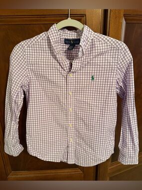 Boy’s Ralph Lauren Gingham Long Sleeve Button Up Size 10/12